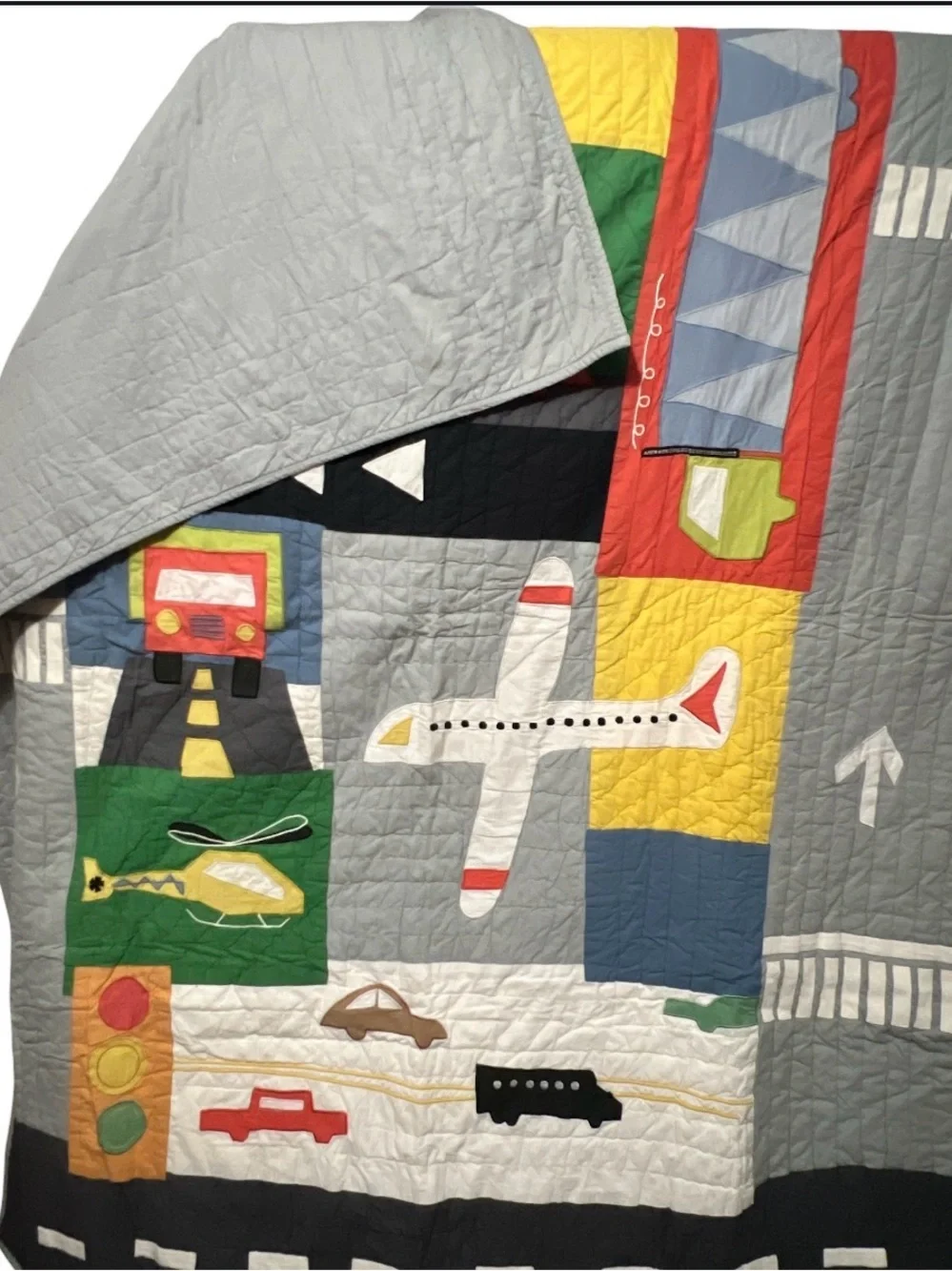 Vintage The Company Store Land Of Nod Twin Quilt Transportation Roads Map